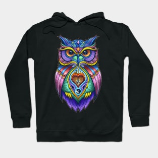 OWL Warrior Tattoo Design, Colorful Zen Spirit Animal Hoodie